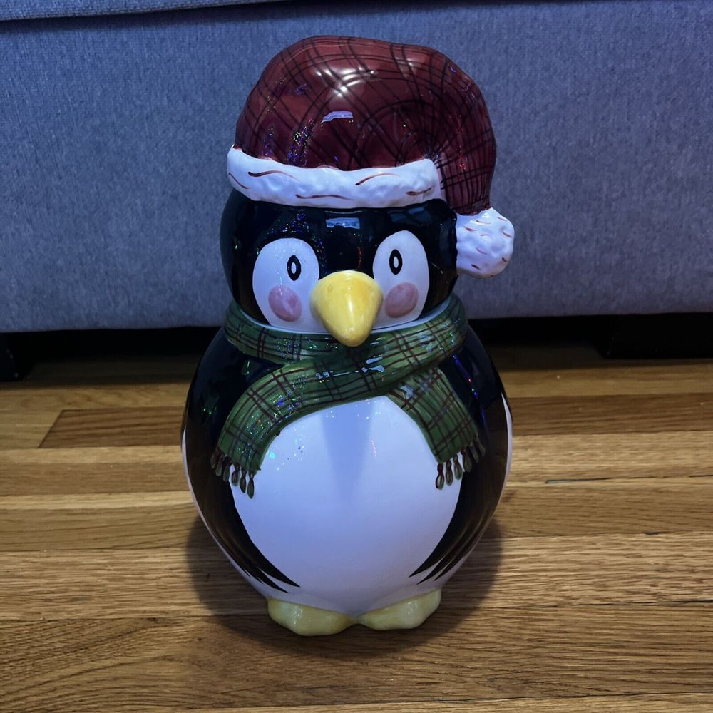 Penguin Vintage Christmas Holiday‎ Cookie Jar The Cellar 2000 Please Read!